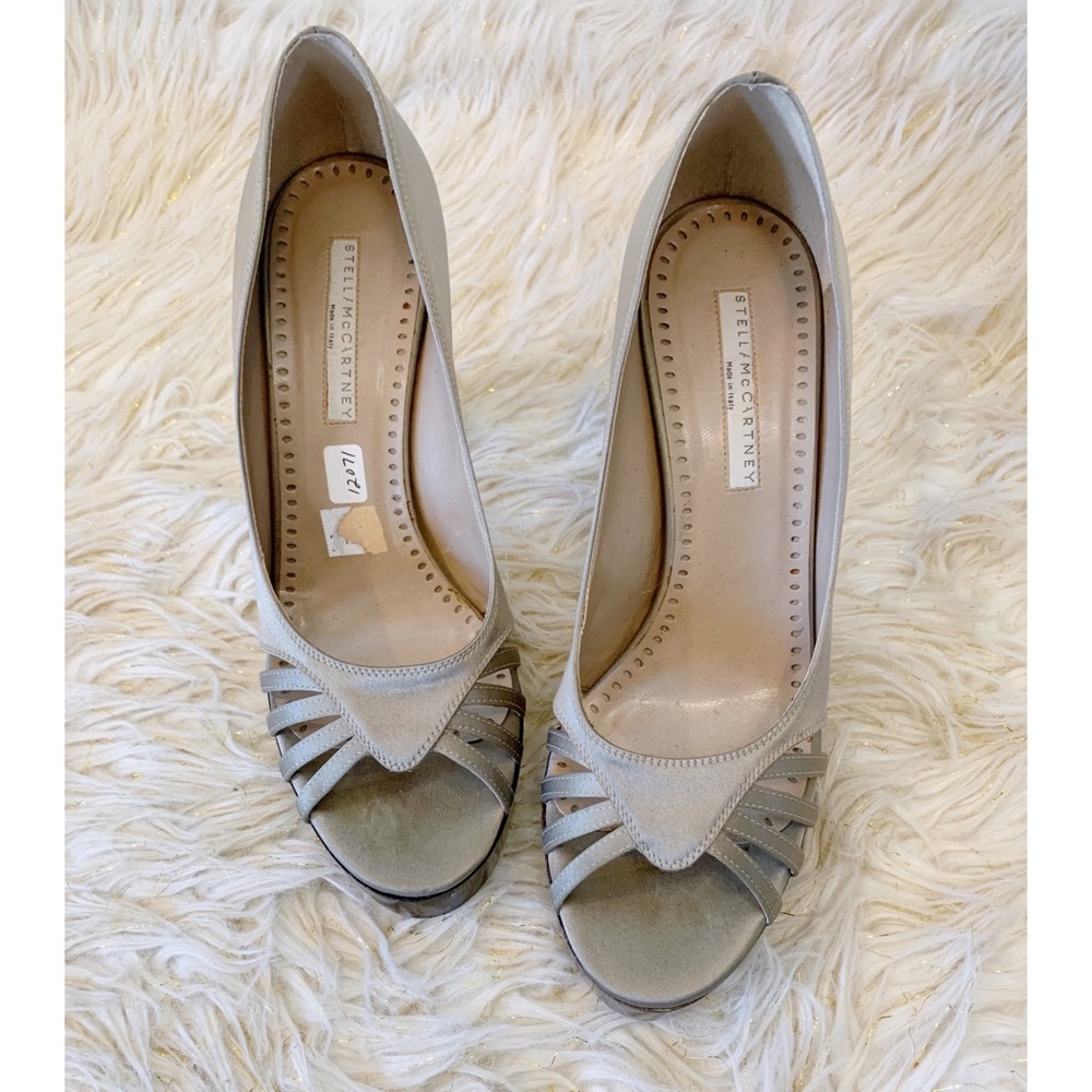Stella McCartney Platform Wood Heel Satin Pumps 39